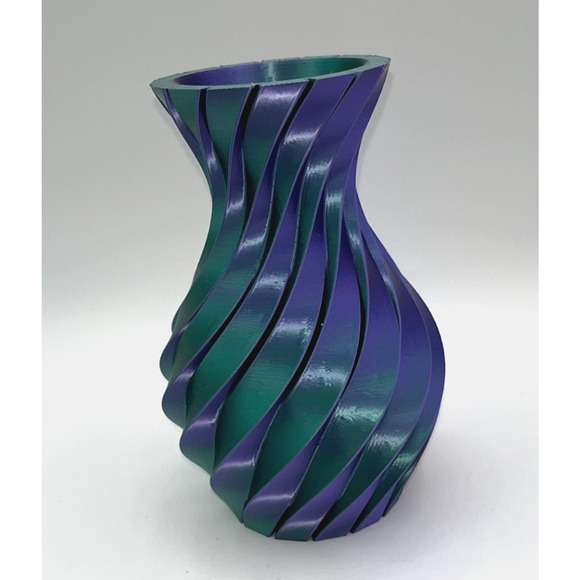 3D Printed Swirled Modern Flower Vase Multi Color Metallic Purple Pink Blue OOAK - Picture 4 of 16